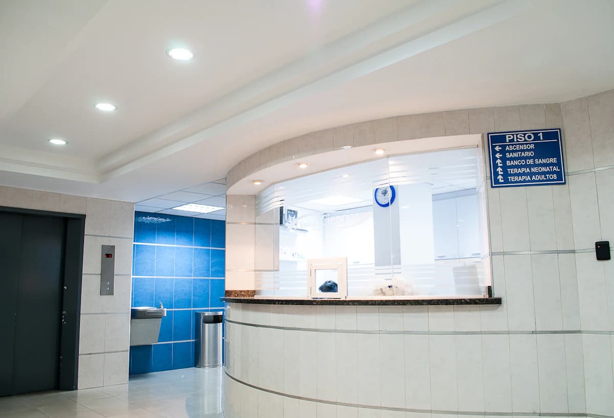 Hospital nursing station with clinical staff